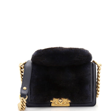 Chanel Top Handle Boy Flap Bag Fur Small