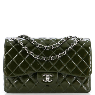 Chanel Classic Double Flap Bag Quilted Patent Jumbo