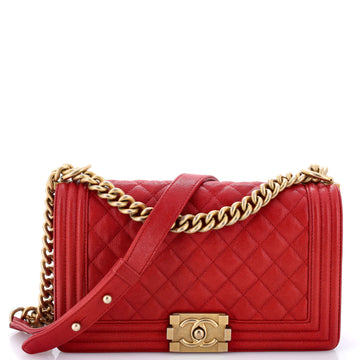 Chanel Boy Flap Bag Quilted Caviar Old Medium