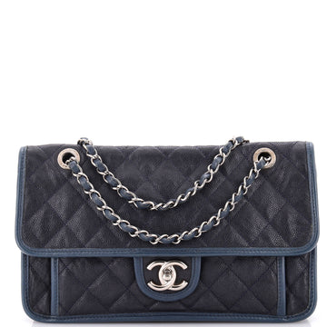 Chanel French Riviera Flap Bag Quilted Caviar Medium