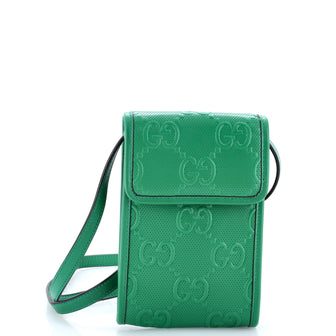 Gucci Flap Crossbody Bag GG Embossed Perforated Leather Mini