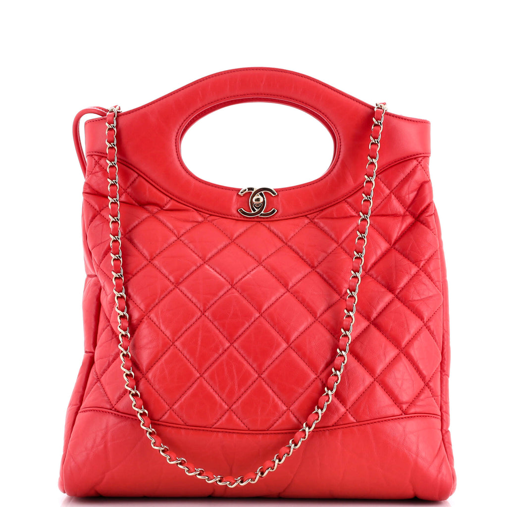 31 Shopping Bag Quilted Calfskin Tall / red