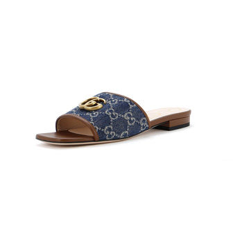 Gucci Women's GG Marmont Slide Sandals Diagonal Quilted GG Canvas