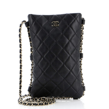 Chanel Chain Around Flat Phone Holder Crossbody Quilted Lambskin