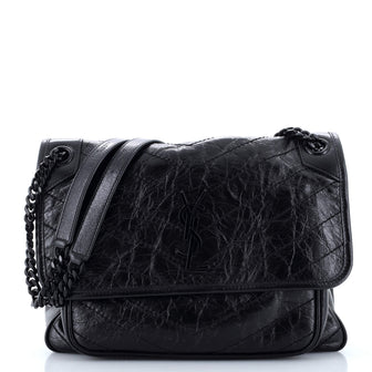 Saint Laurent Niki Chain Flap Bag Matelasse Chevron Leather Medium