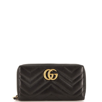 Gucci GG Marmont Zip Around Wallet Matelasse Leather