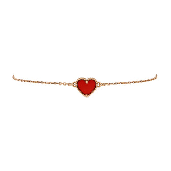 Van Cleef & Arpels Sweet Alhambra Heart Bracelet 18K Rose Gold with Carnelian