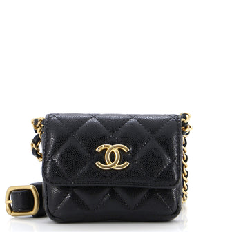 Chanel Twist Your Buttons Flap Belt Bag Quilted Caviar