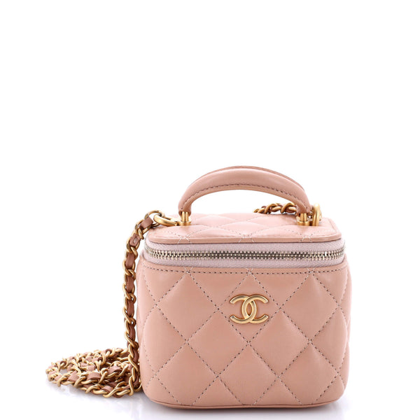 Chanel Classic Top Handle Vanity Case with Chain Quilted Lambskin