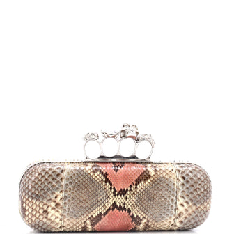 Alexander McQueen Knuckle Box Clutch Python Long