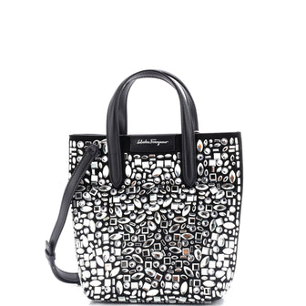 Salvatore Ferragamo Travel Mosaic Tote Crystal Embellished Suede