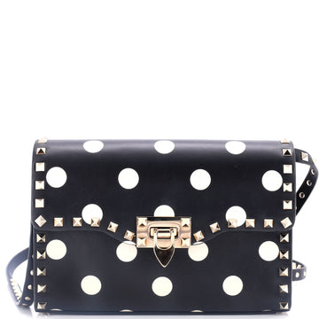Valentino Garavani Rolling Rockstud Crossbody Bag Applique Leather with Cabochons Medium