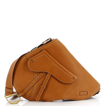 Christian Dior Vintage Saddle Messenger Bag Leather Medium
