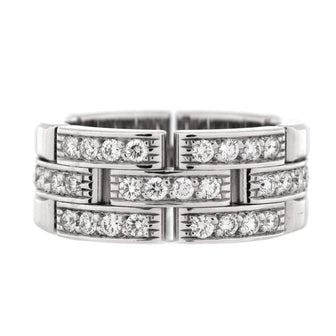 Cartier Maillon Panthere 3 Paved Row Band Ring 18K White Gold with Diamonds