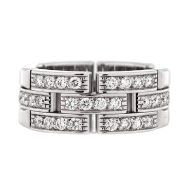 Cartier Maillon Panthere 3 Paved Row Band Ring 18K White Gold with Diamonds