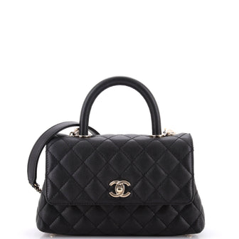 Chanel Coco Top Handle Bag Quilted Caviar Mini