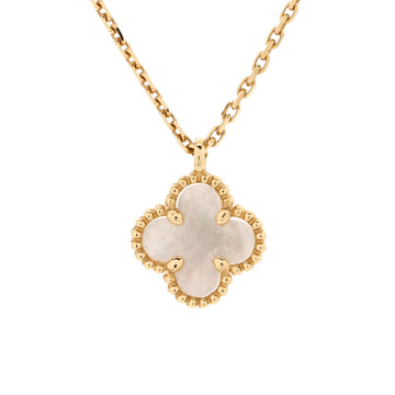 Van Cleef & Arpels Sweet Alhambra Pendant Necklace 18K Yellow Gold and Mother of Pearl