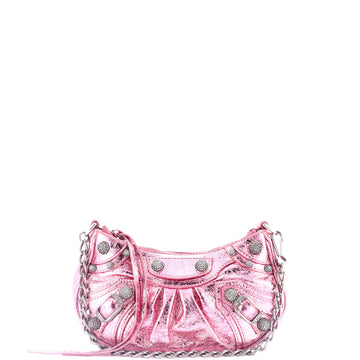 Balenciaga Le Cagole Giant Studs Chain Shoulder Bag Crocodile Embossed Leather with Crystals Mini