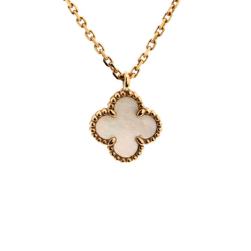 Van Cleef & Arpels Sweet Alhambra Pendant Necklace 18K Yellow Gold and Mother of Pearl