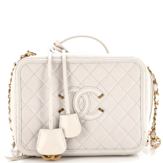 Chanel Filigree Vanity Case Quilted Caviar Large