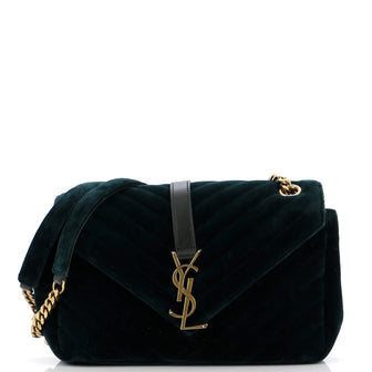 Saint Laurent Classic Monogram Envelope Satchel Matelasse Chevron Velvet Medium