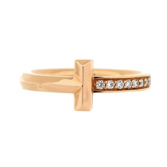 Tiffany & Co. T1 Ring 18K Rose Gold with Diamonds Narrow