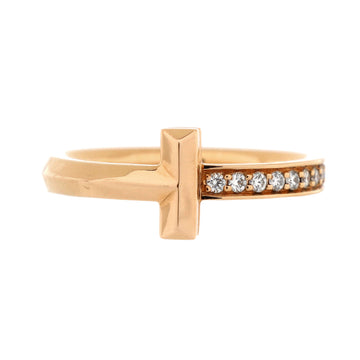 Tiffany & Co. T1 Ring 18K Rose Gold with Diamonds Narrow