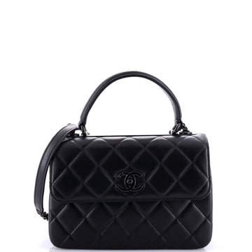 Chanel So Black Trendy CC Top Handle Bag Quilted Lambskin Small