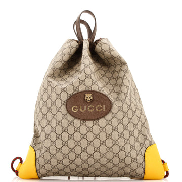 Gucci Neo Vintage Drawstring Backpack GG Coated Canvas Large