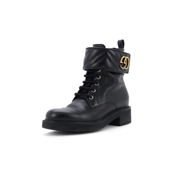 Gucci Women's GG Marmont Lace Up Ankle Boots Leather