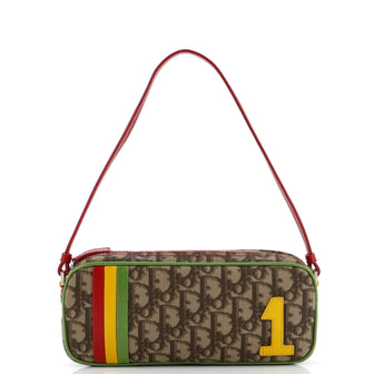 Christian Dior Vintage Rasta Baguette Shoulder Bag Diorissimo Canvas