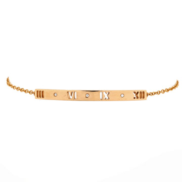 Tiffany & Co. Atlas Pierced Bar Chain Bracelet 18K Rose Gold with Diamonds