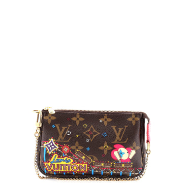Louis Vuitton Pochette Accessoires Limited Edition Vivienne Xmas Monogram Canvas Mini