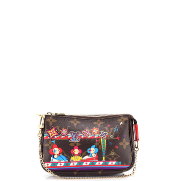 Louis Vuitton Pochette Accessoires Limited Edition Vivienne Xmas Monogram Canvas Mini