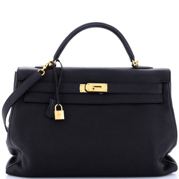Hermes Kelly Handbag Black Togo with Gold Hardware 40