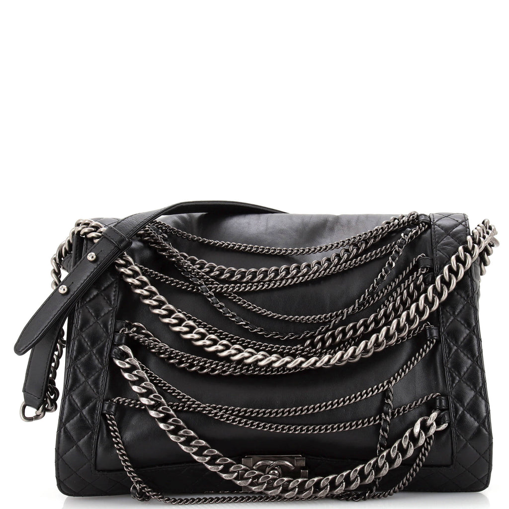 Chanel Boy Flap Bag Enchained Lambskin XL 299506
