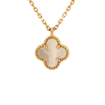 Van Cleef & Arpels Sweet Alhambra Pendant Necklace 18K Yellow Gold and Mother of Pearl