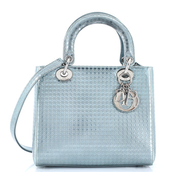 Christian Dior Lady Dior Bag Micro Cannage Metallic Calfskin Medium