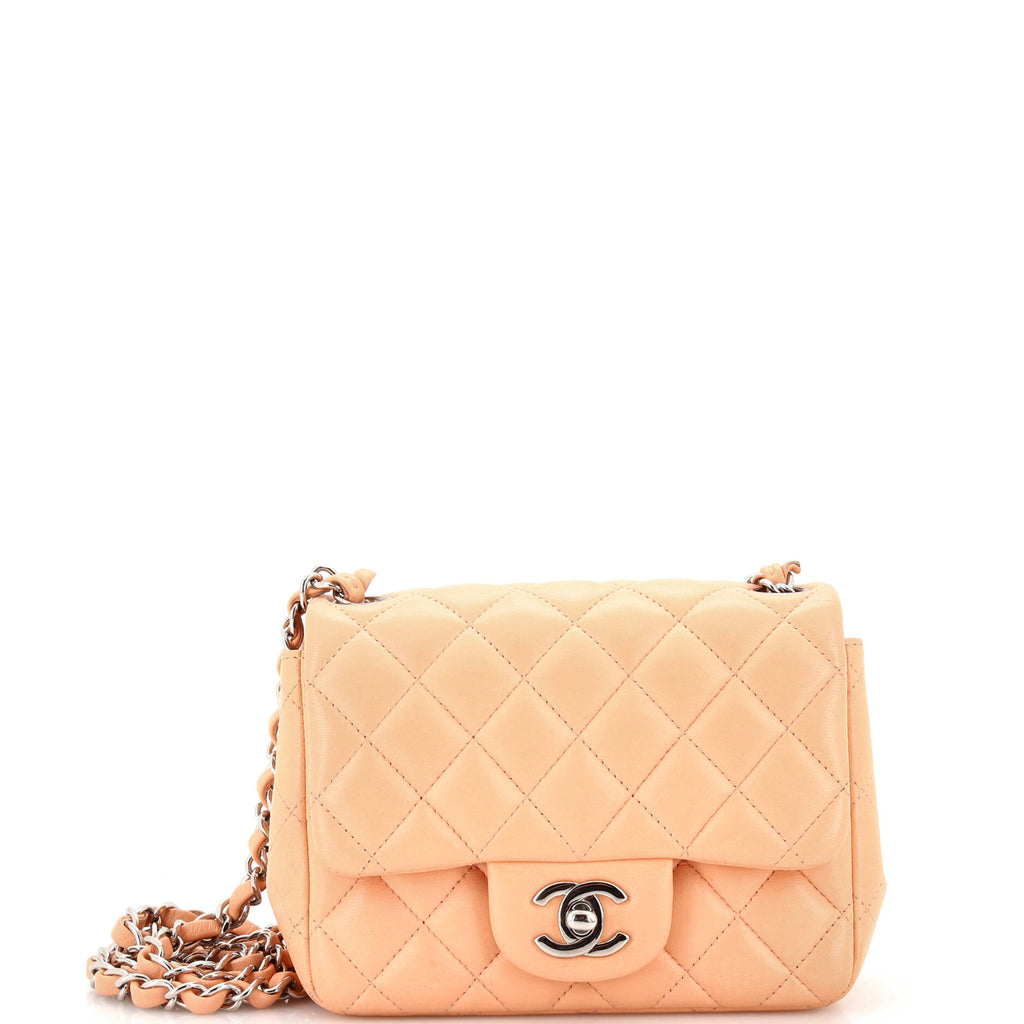 Square Classic Single Flap Bag Quilted Lambskin ...