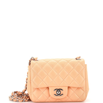Chanel Square Classic Single Flap Bag Quilted Lambskin Mini