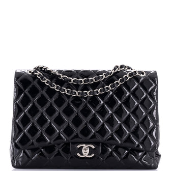 Chanel Classic Double Flap Bag Quilted Patent Maxi