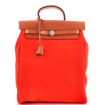Hermes Herbag A Dos Zip Backpack Toile and Leather