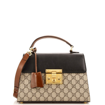 Gucci Padlock Top Handle Bag GG Coated Canvas and Leather Small