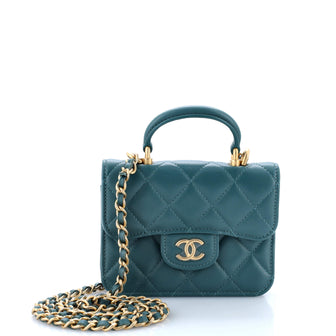 Chanel Top Handle Flap Coin Purse with Chain Quilted Lambskin