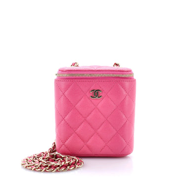 Chanel Vertical Classic Vanity Case with Chain Quilted Caviar Mini