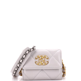 Chanel 19 Card Holder on Chain Quilted Leather