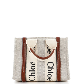Chloe Woody Tote Canvas with Leather Small