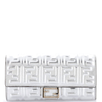 Fendi Baguette Continental Wallet Zucca Embossed Leather