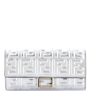 Fendi Baguette Continental Wallet Zucca Embossed Leather