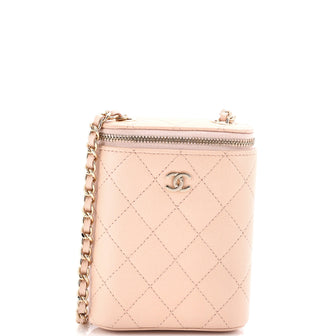Chanel Vertical Classic Vanity Case with Chain Quilted Caviar Small